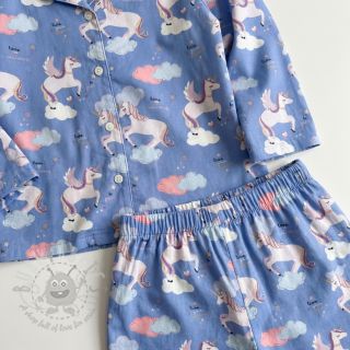 Bombažna tkanina Unicorns love blue