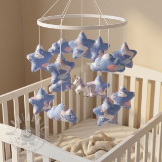 Bombažna tkanina Unicorns love blue