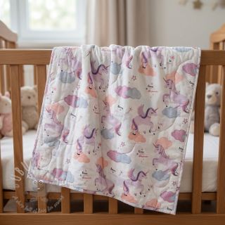 Bombažna tkanina Unicorns love white