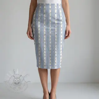 Bombažna tkanina Fine flowers STRIPE blue