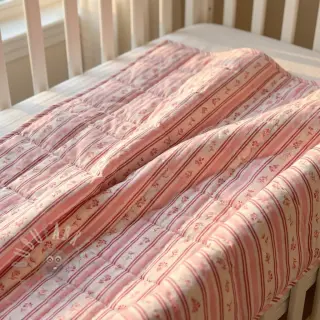 Bombažna tkanina Fine flowers STRIPE pink