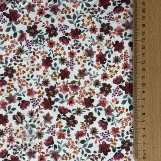 Jersey Flowers burgundy digital print ORGANIC