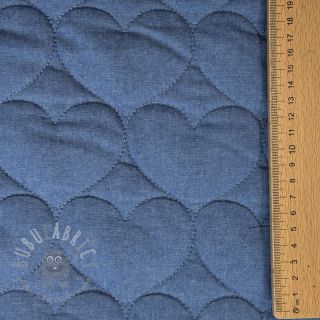 Prešita tkanina DENIM Hearts