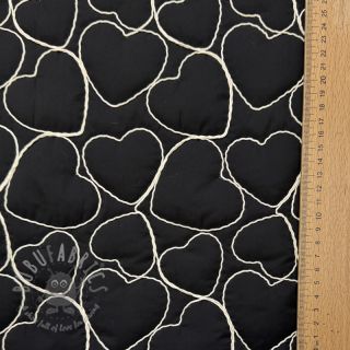 Prešita tkanina EMBROIDERY Hearts black