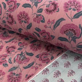 Dvoslojna gaza/muslin STEPPED Flowers mauve