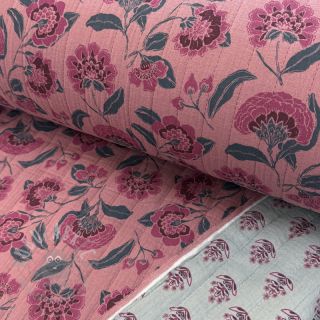 Dvoslojna gaza/muslin STEPPED Flowers mauve