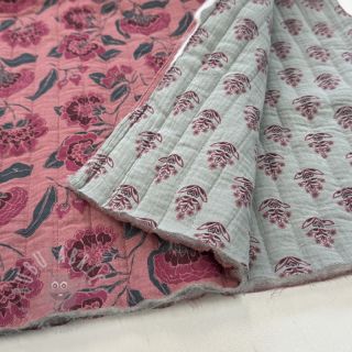 Dvoslojna gaza/muslin STEPPED Flowers mauve