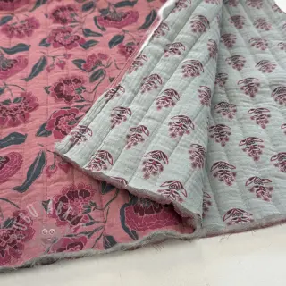 Dvoslojna gaza/muslin STEPPED Flowers mauve