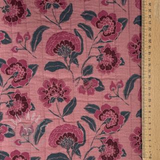 Dvoslojna gaza/muslin STEPPED Flowers mauve