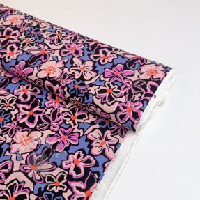 Viskoza STRETCH Flowers Junie black