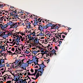 Viskoza STRETCH Flowers Junie black