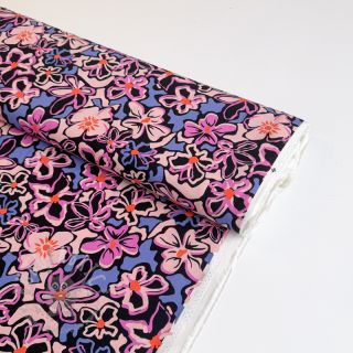 Viskoza STRETCH Flowers Junie black