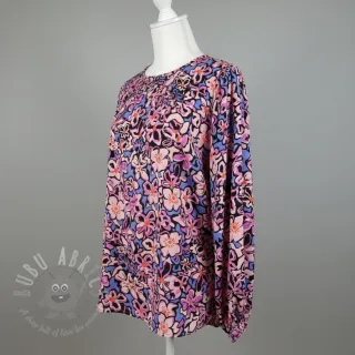 Viskoza STRETCH Flowers Junie black