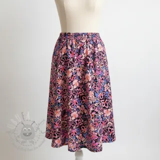 Viskoza STRETCH Flowers Junie black