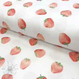 Dvoslojna gaza/muslin Strawberries digital print