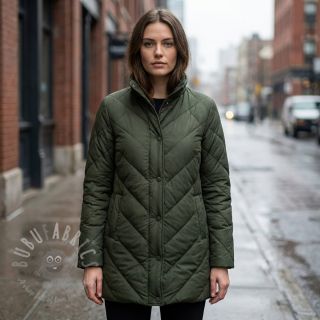 Prešita tkanina ZIG ZAG army green