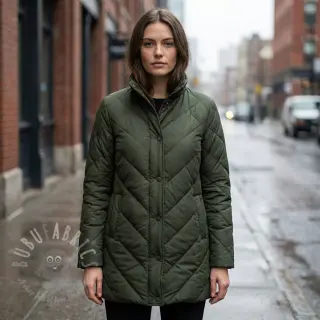 Prešita tkanina ZIG ZAG army green