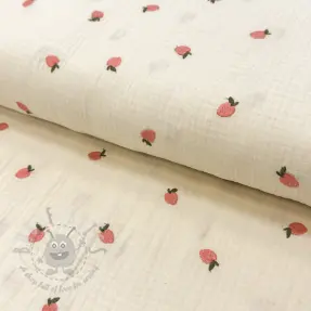 Dvoslojna gaza/muslin EMBROIDERY Fruit peach SIMPLY NATURAL