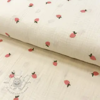 Dvoslojna gaza/muslin EMBROIDERY Fruit peach SIMPLY NATURAL