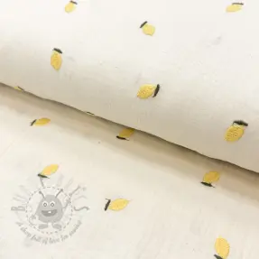 Dvoslojna gaza/muslin EMBROIDERY Fruit yellow SIMPLY NATURAL