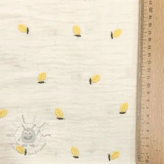 Dvoslojna gaza/muslin EMBROIDERY Fruit yellow SIMPLY NATURAL