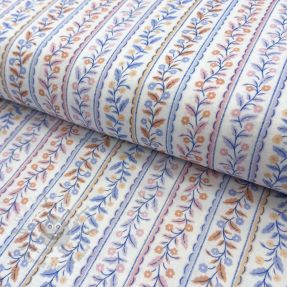 Dvoslojna gaza/muslin Leaves in stripes digital print ORGANIC