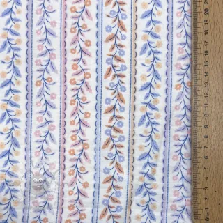 Dvoslojna gaza/muslin Leaves in stripes digital print ORGANIC