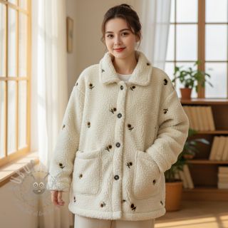 Plaščevina TEDDY JACQUARD EMBROIDERY Sunflower