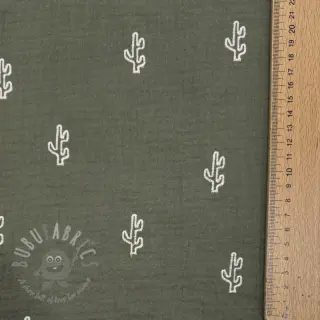 Dvoslojna gaza/muslin EMBROIDERY Cactus green