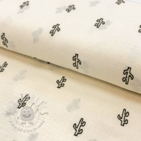 Dvoslojna gaza/muslin EMBROIDERY Cactus natural