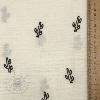 Dvoslojna gaza/muslin EMBROIDERY Cactus natural