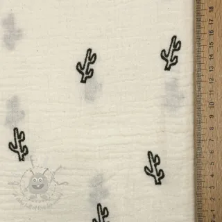Dvoslojna gaza/muslin EMBROIDERY Cactus SIMPLY NATURAL