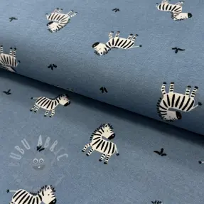 Bombažna tkanina FLANNEL Zebras blue