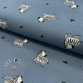 Bombažna tkanina FLANNEL Zebras blue