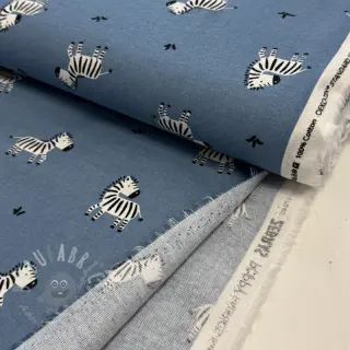 Bombažna tkanina FLANNEL Zebras blue