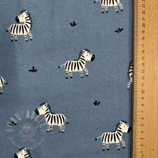 Bombažna tkanina FLANNEL Zebras blue
