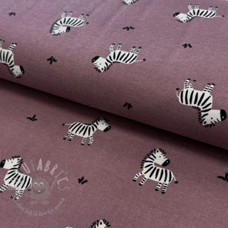 Bombažna tkanina FLANNEL Zebras mauve