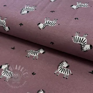 Bombažna tkanina FLANNEL Zebras mauve