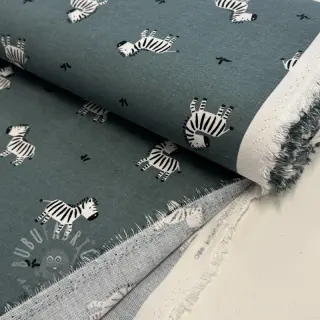 Bombažna tkanina FLANNEL Zebras green