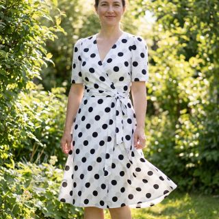 Viskoza RADIANCE Polka BIG dot white