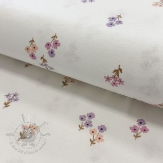 Bombažna tkanina FLANNEL Flowers white