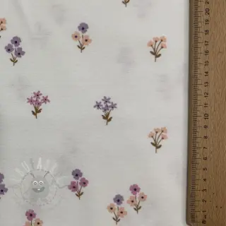 Bombažna tkanina FLANNEL Flowers white