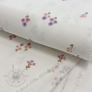 Bombažna tkanina FLANNEL Flowers white