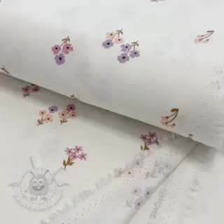 Bombažna tkanina FLANNEL Flowers white