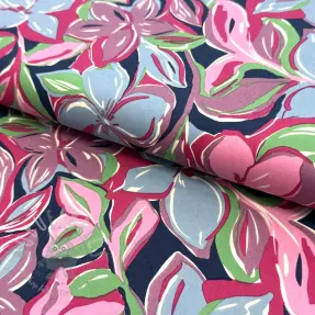 Bombažna tkanina VISCOSE Flowers green