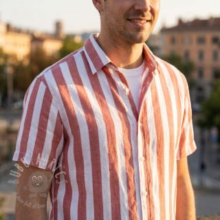 Viskoza YARN DYED Stripes BIG orange