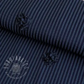 Viskoza YARN DYED Stripes and flowers navy
