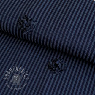 Viskoza YARN DYED Stripes and flowers navy