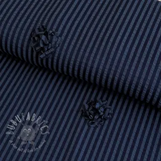 Viskoza YARN DYED Stripes and flowers navy