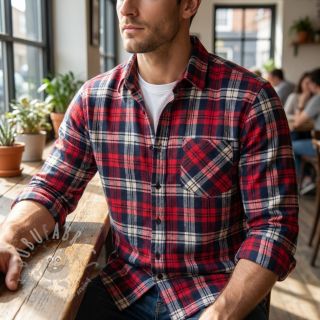 Viscose Scottish Check YARN DYED BRUSHED Atlas red